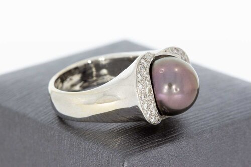 750 Perlenring mit Diamant - 17,1 mm