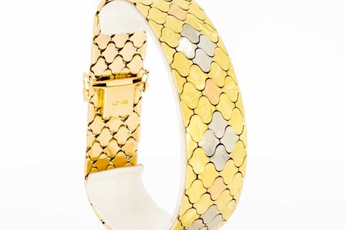Vintage tricolor 750 Gold Armband - 21 cm
