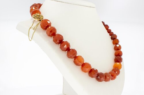 Karneol Halskette mit Goldverschluss - 51 cm