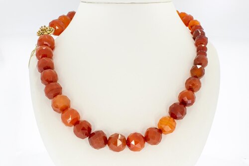 Karneol Halskette mit Goldverschluss - 51 cm