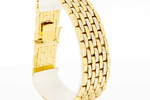 Breites bicolor 750 Gold Armband - 20 cm
