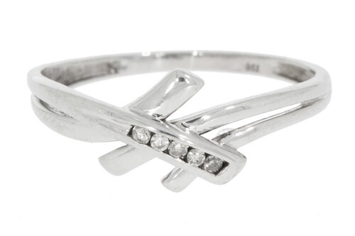 18 Karat Weißgold Ring mit Diamant - 17,5 mm