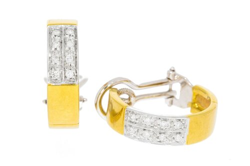 Bicoclor 750 Gold diamant Kreolen - 2 cm