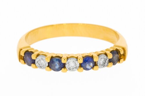 18 Karat Diamant Ring mit Saphir - 15,8 mm