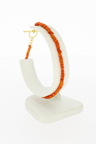 Rotes Korallenarmband 14 Karat Gold - 21,5 cm