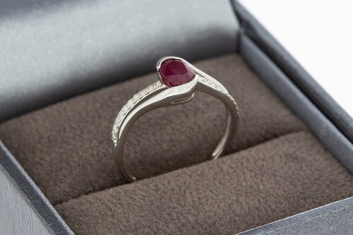 9 Karat weißgold Solitärring - 15,6 mm