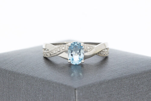 375 Weißgoldene Solitärring - 19,3 mm