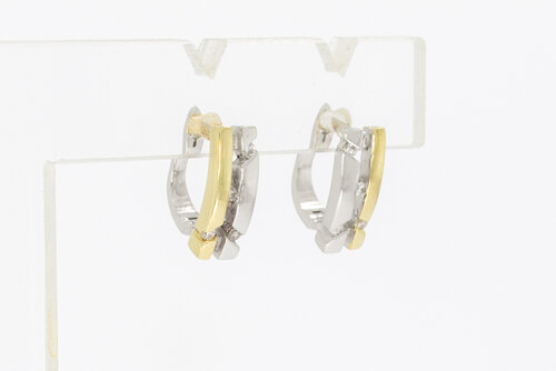 Bicolor 9 Karat Gold Ohrringe - 1,1 cm