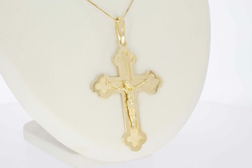 Großes goldenes Kreuz 14 Karat - 6,9 cm