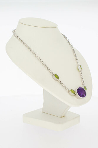 750 Weißgold Edelsteinkette - 45 cm