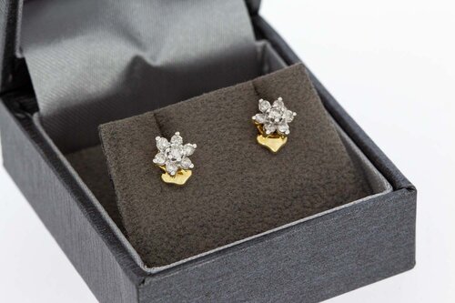 Diamant Ohrstecker 14 Karat Gold - 0,7 cm