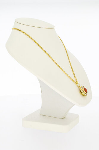 Rote Koralle Anhänger 14 Karat Gold - 1,5 cm