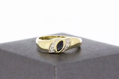 585 Gold Saphirring mit Diamant - 18,2 mm