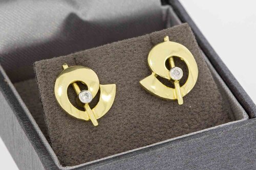 14 Karat Goldene Diamant Ohrstecker Damen - 1,2 cm