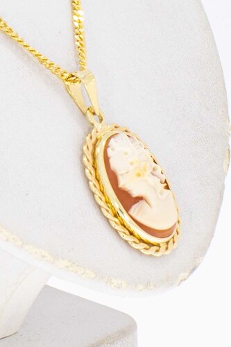 585 Gold Cameo Anhänger Damen - 26 mm