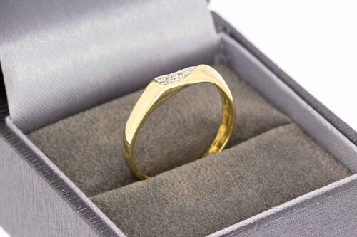 14 Karat Goldring mit Diamant - 17,7 mm