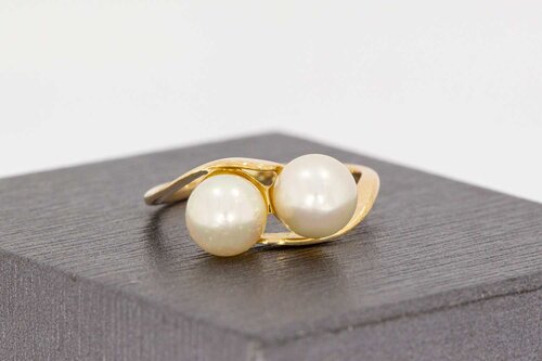 14 Karat Gold Ring mit Perlen - 16,7 mm
