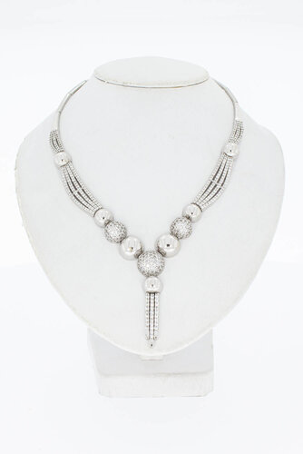 14 Karat Weißgold Damen Halskette - 44 cm