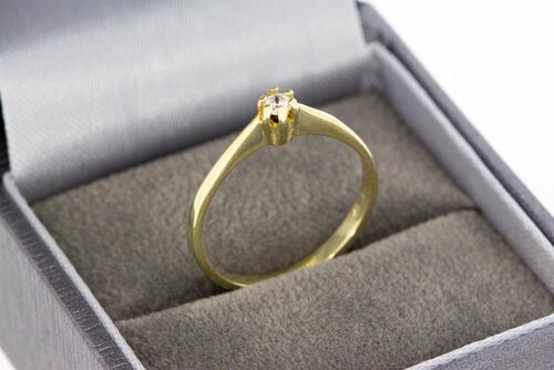 14 Karat Gold Solitär Diamantring - 17.2 mm