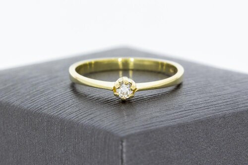 14 Karat Gold Solitär Diamantring - 17.2 mm