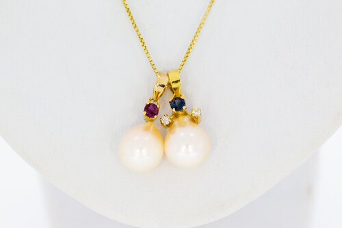 Damen Anhänger 18 Karat Gold mit Edelstein