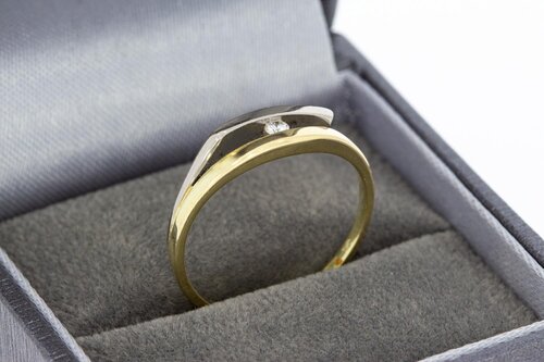 14 Karat Gold Ring mit Diamant - 17,7 mm