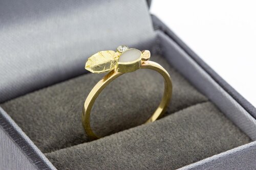 Diamantring 14 Karat mit Emaille - 17,4 mm