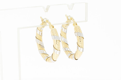 Bicolor Gold-Creolen 14 Karat - 2,1 cm