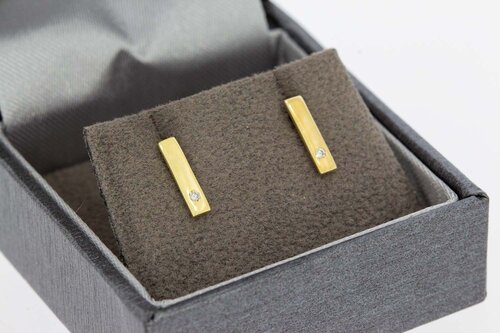 Diamant Ohrstecker 14 Karat Gold - 1 cm
