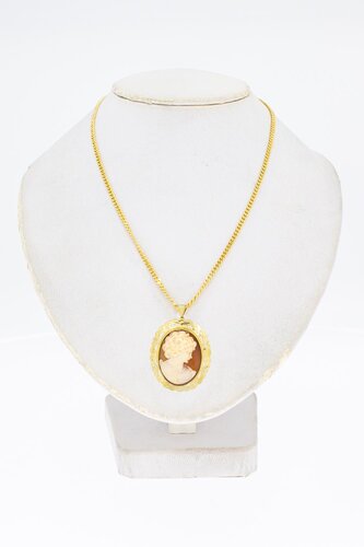 14 Karat Gold Vintage Cameo Anhänger - 4 cm