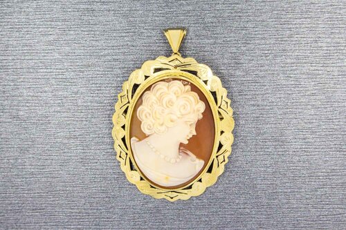 14 Karat Gold Vintage Cameo Anhänger - 4 cm