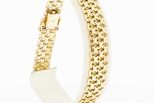 14 Karaat goud brede armband - 19,2 cm