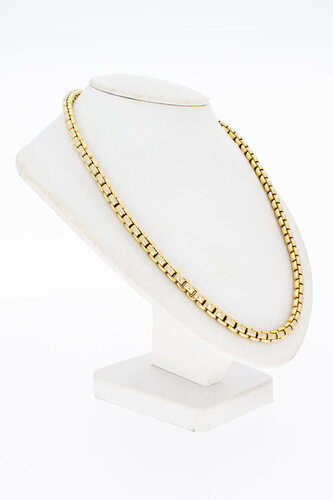 585 Gold Stäbchenkette mit Saphir - 48,8 cm