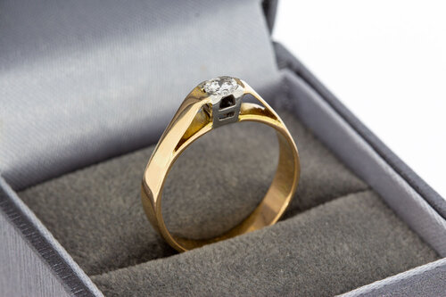 Vintage 585 Gold Solitärring mit Diamant - Ringgröße 55