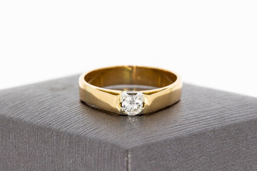 Vintage 585 Gold Solitärring mit Diamant - Ringgröße 55