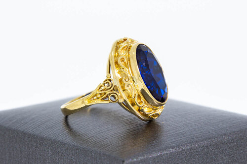 Vintage 18 Karat Gold Ring mit Saphir - Ringgröße 55, 5,5 g