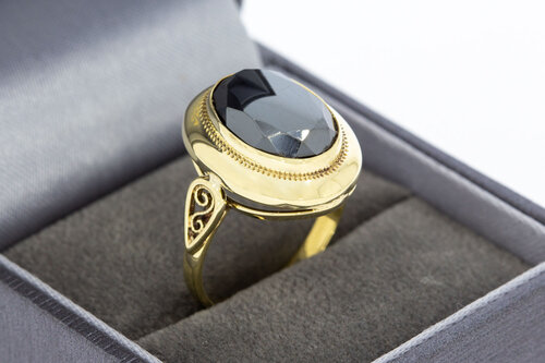 Vintage 585 Gold Ring Damen mit Hämatit - Ringgröße 56