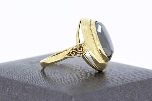 Vintage 585 Gold Ring Damen mit Hämatit - Ringgröße 56