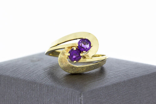 Vintage 585 Gold Ring Damen mit Amethyst - Ringgröße 54