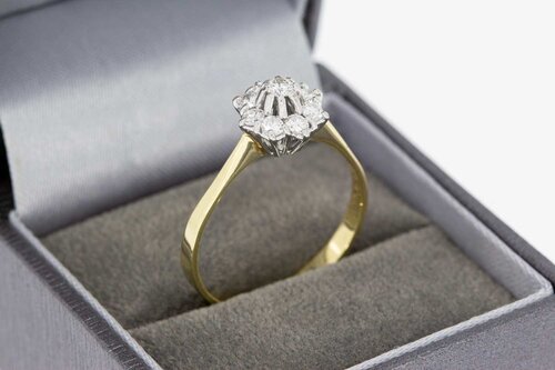 585 Gold Rosettenring Damen mit Diamant - Ringgröße 62