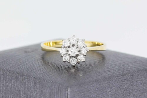 585 Gold Rosettenring Damen mit Diamant - Ringgröße 62