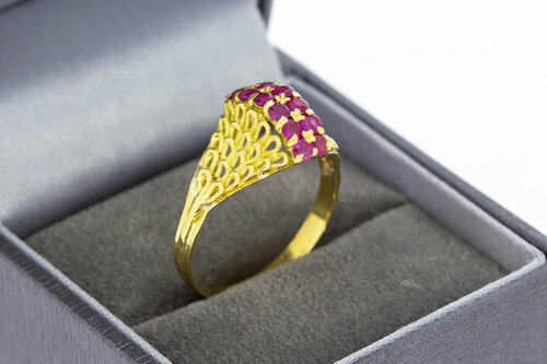 Vintage 18 Karat Gold Ring Damen mit Rubin - Ringgröße 58