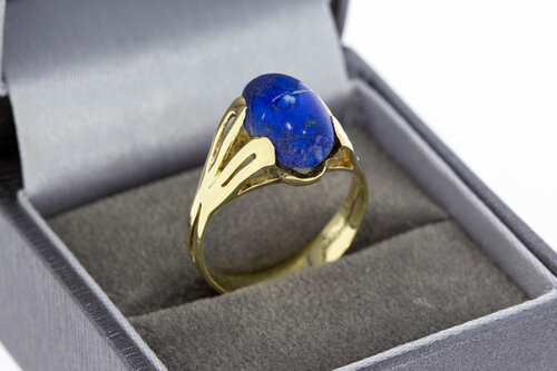 Vintage 585 Gold Ring Damen mit Lapislazuli - Ringgröße 57