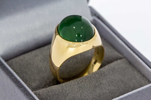 18 Karat Gold Statement-Ring mit Achat - Ringgröße 57