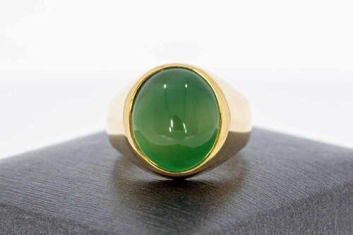 18 Karat Gold Statement-Ring mit Achat - Ringgröße 57