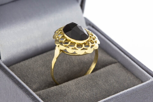 585 Gold Marquise-Ring Damen mit Granat - Ringgröße 60