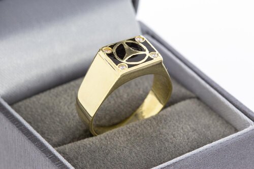 585 Gold Statement-Ring mit Zirkonia - Ringgröße 61, 4,7 g