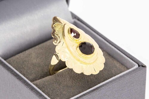 Vintage 585 Gold Ring Damen mit Granat - Ringgröße 57, 5,2 g