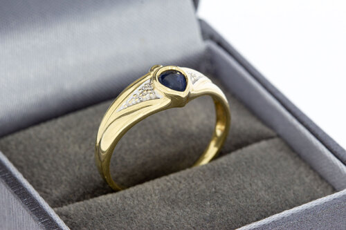 Vintage 585 Gold Ring Damen mit Saphir - Ringgröße 60