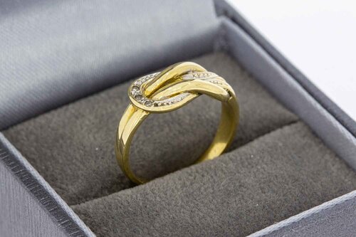 18 Karat Gold Ring Damen mit Diamant 0,02 ct - Ringgröße 51